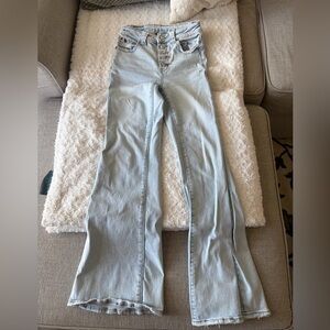 American Eagle Outfitters Light Wash Flare Jeans Next Level Stretch